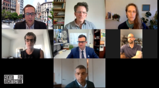 Clean Curbs: Design Solutions for Waste Storage in the Street. Seven Panelists having a group discussion