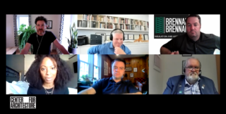 This is an image of the five panelists and moderator of the How Low Can We Go – Historic Preservation and Carbon Reduction: Applied Trades event.