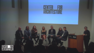 This is an image of the Panelists at the Retail Design Institute’s 50th International Design Competition event in Tafel Hall.