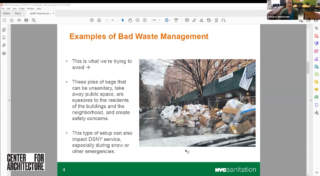 Image of slide presentation at Planning for Waste Management: DSNY’s New Rule for Residential Buildings event