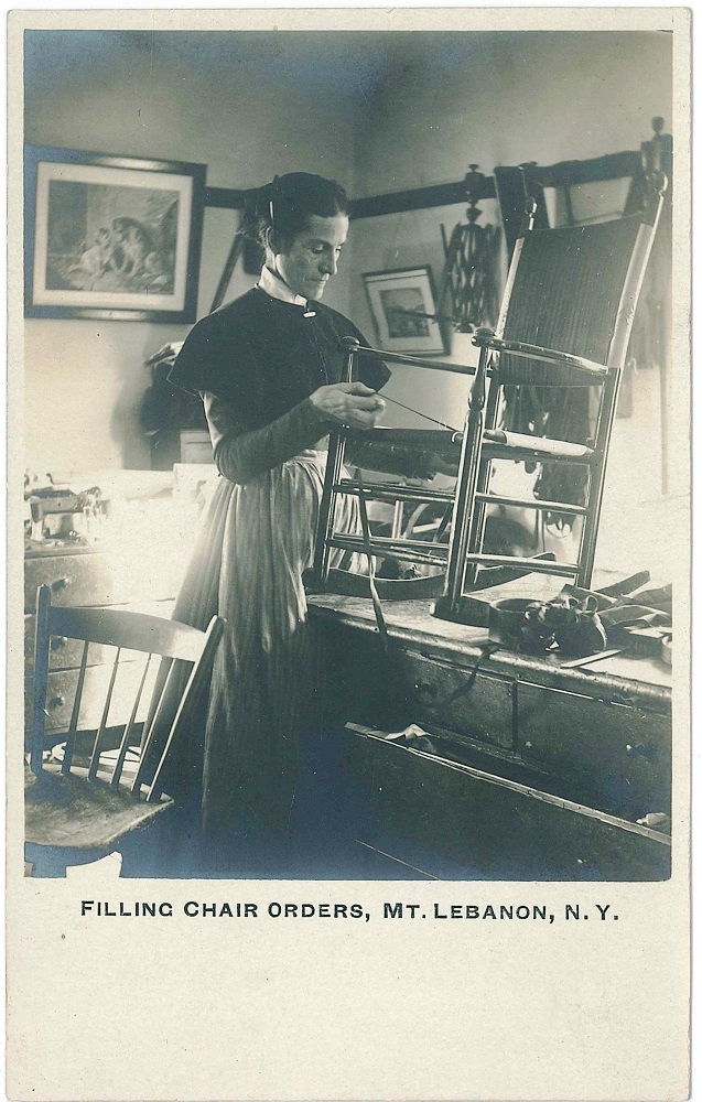 This is an image of a woman filling chair orders, Mt. Lebanon, N.Y.