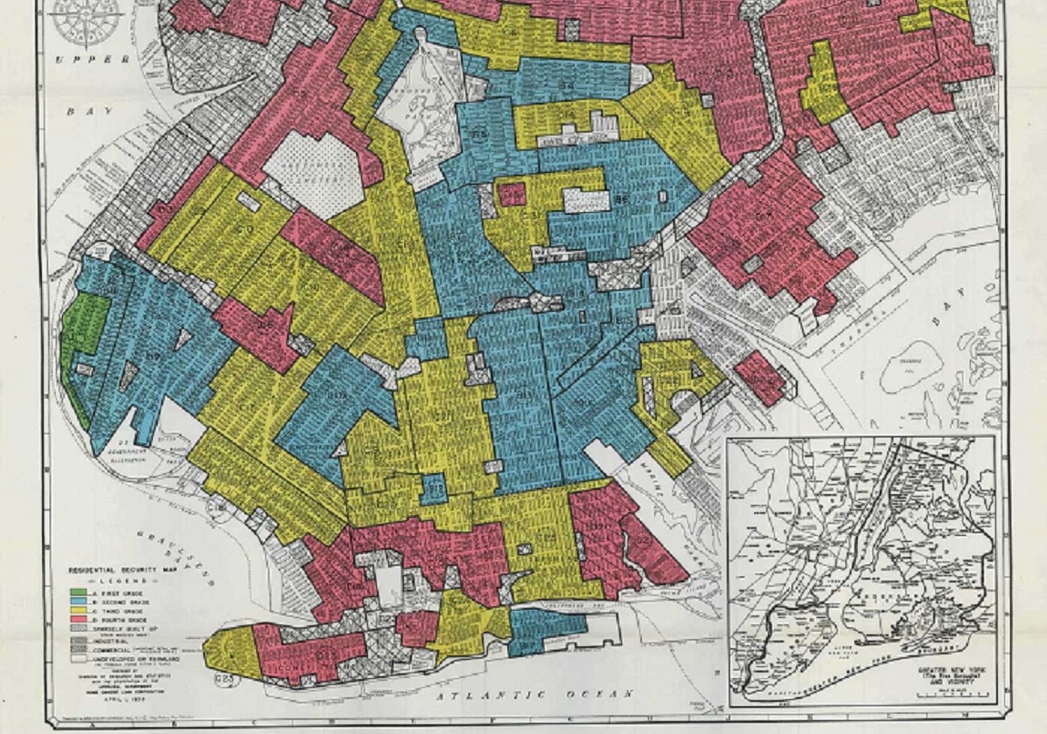Illustration of Brooklyn, New York Redlining Map
