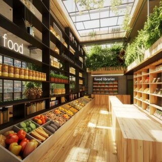 Rendering of the interior of a Supermarket