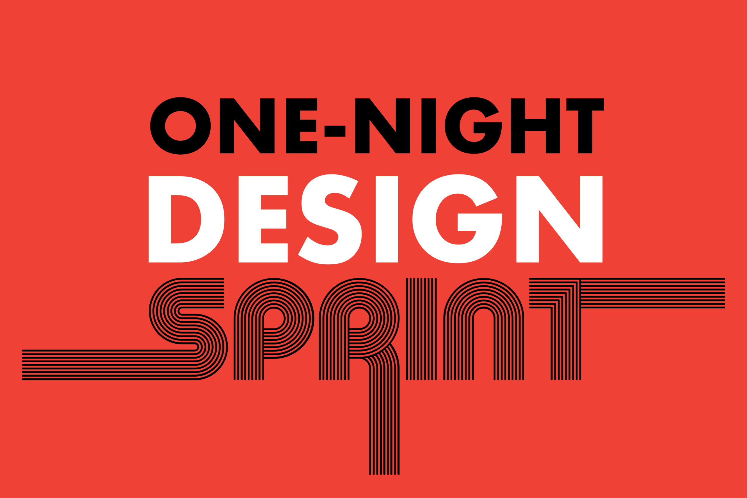 Graphic of the words ONE-NIGHT DESIGN SPRINT against a red background