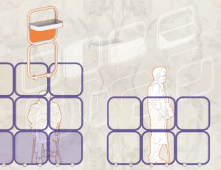 2-D image of an elderly people with grid windows