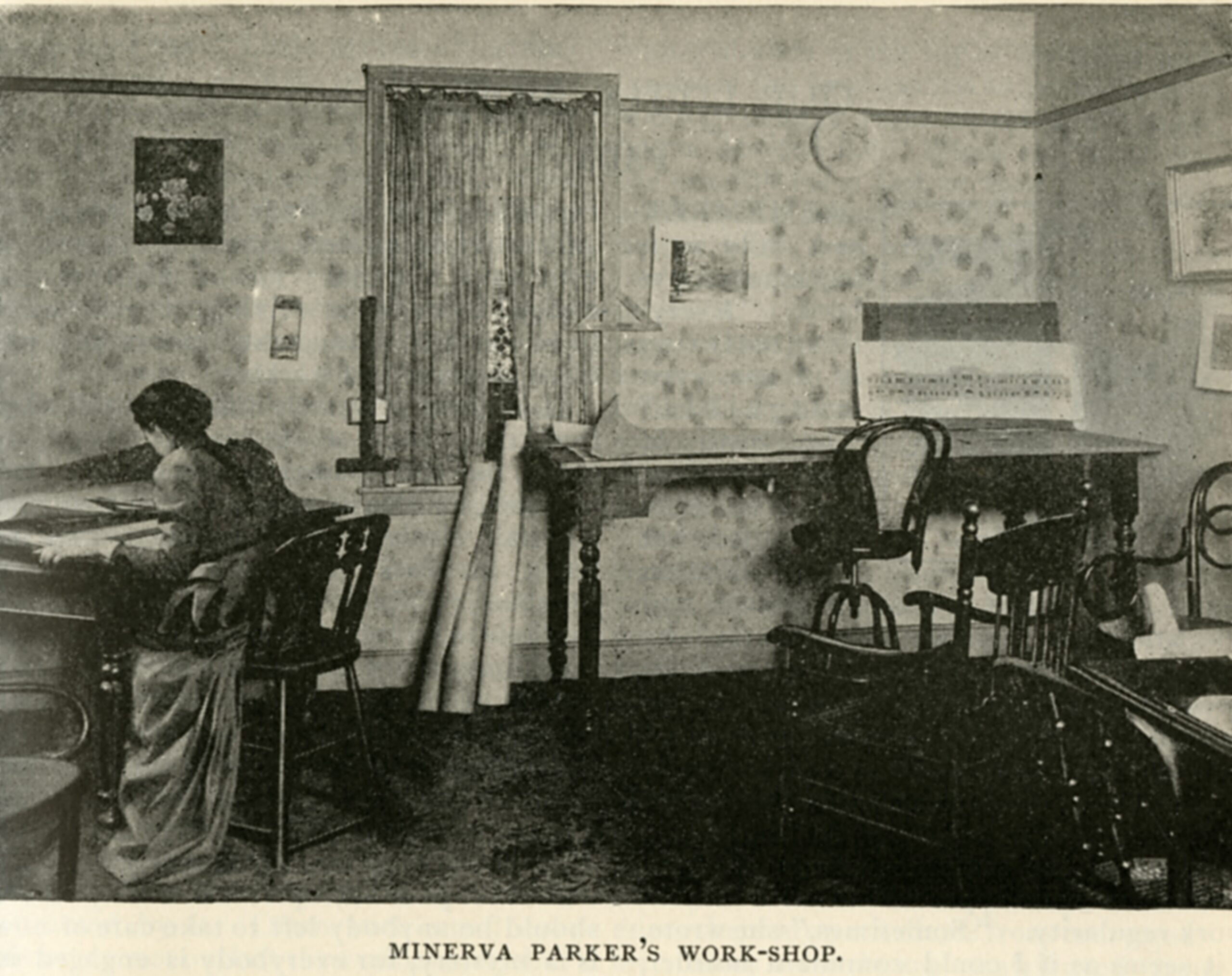 Image of A Woman Architect", no. 3, June 1891, pgs 240-241 (Feature about female architect, Minerva Parker)