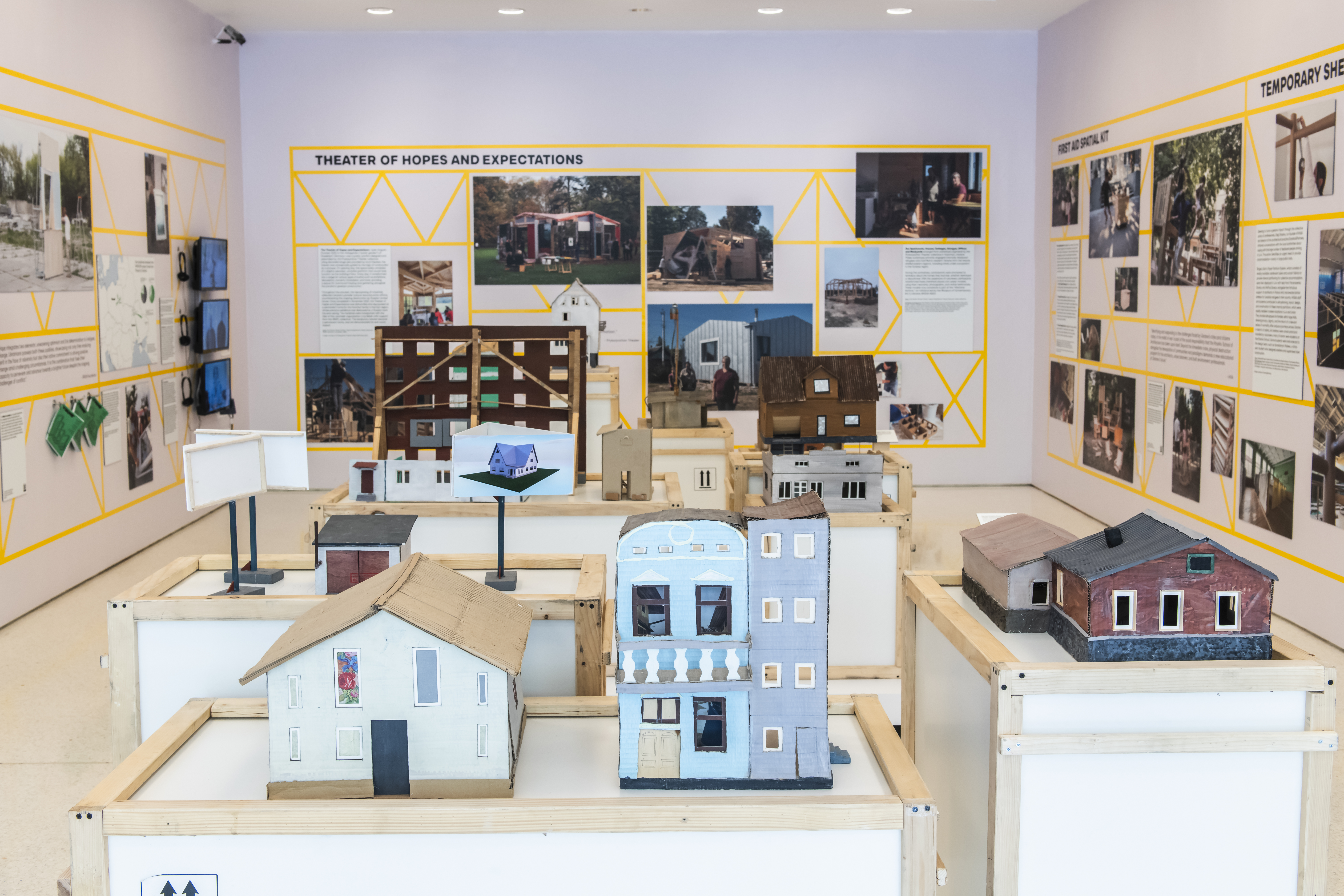 Installation view of Constructing Hope: Ukraine exhibition at the Center for Architecture