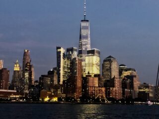 Manhattan skyline at dusk