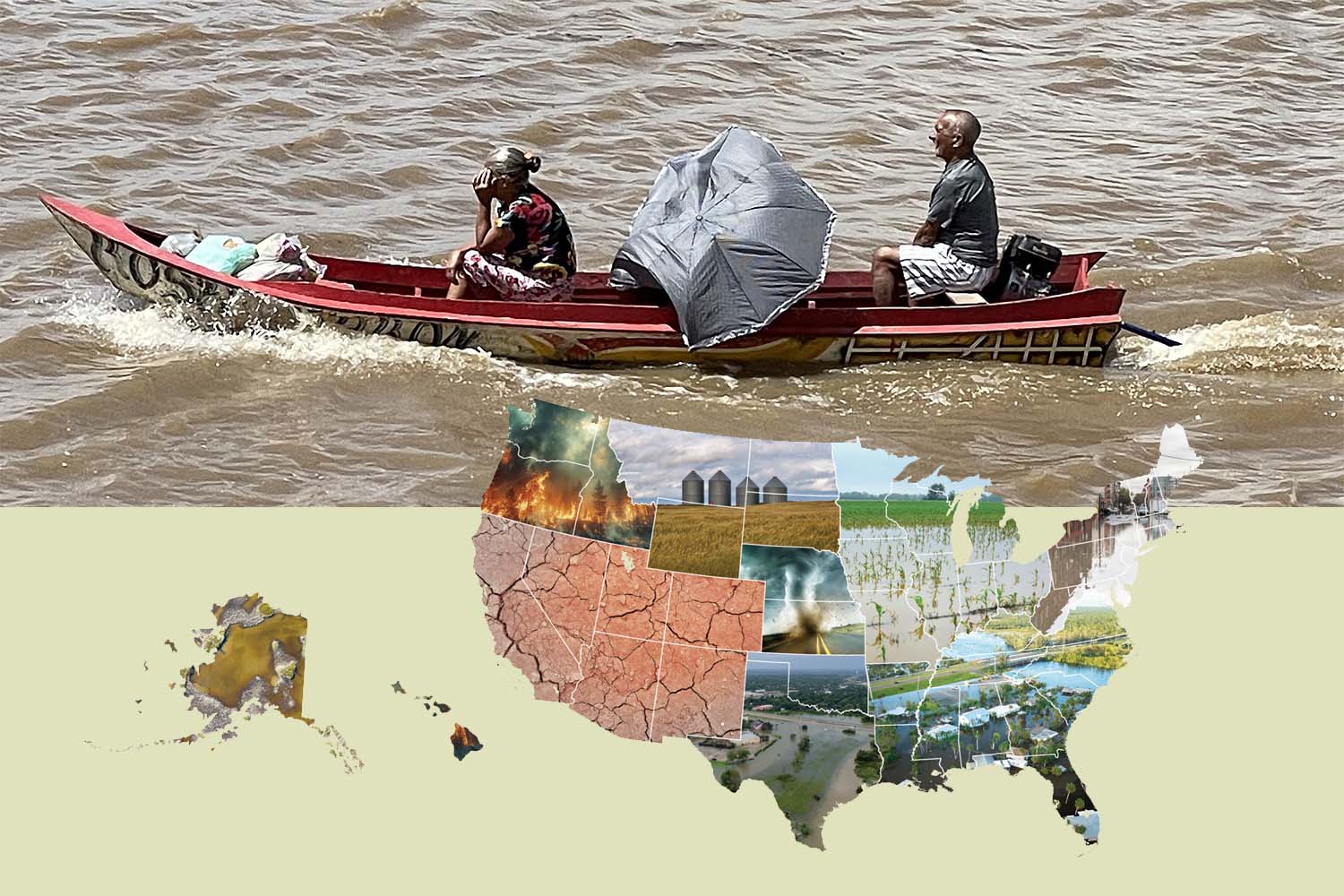 Photo of two people in a boat on the Amazon River