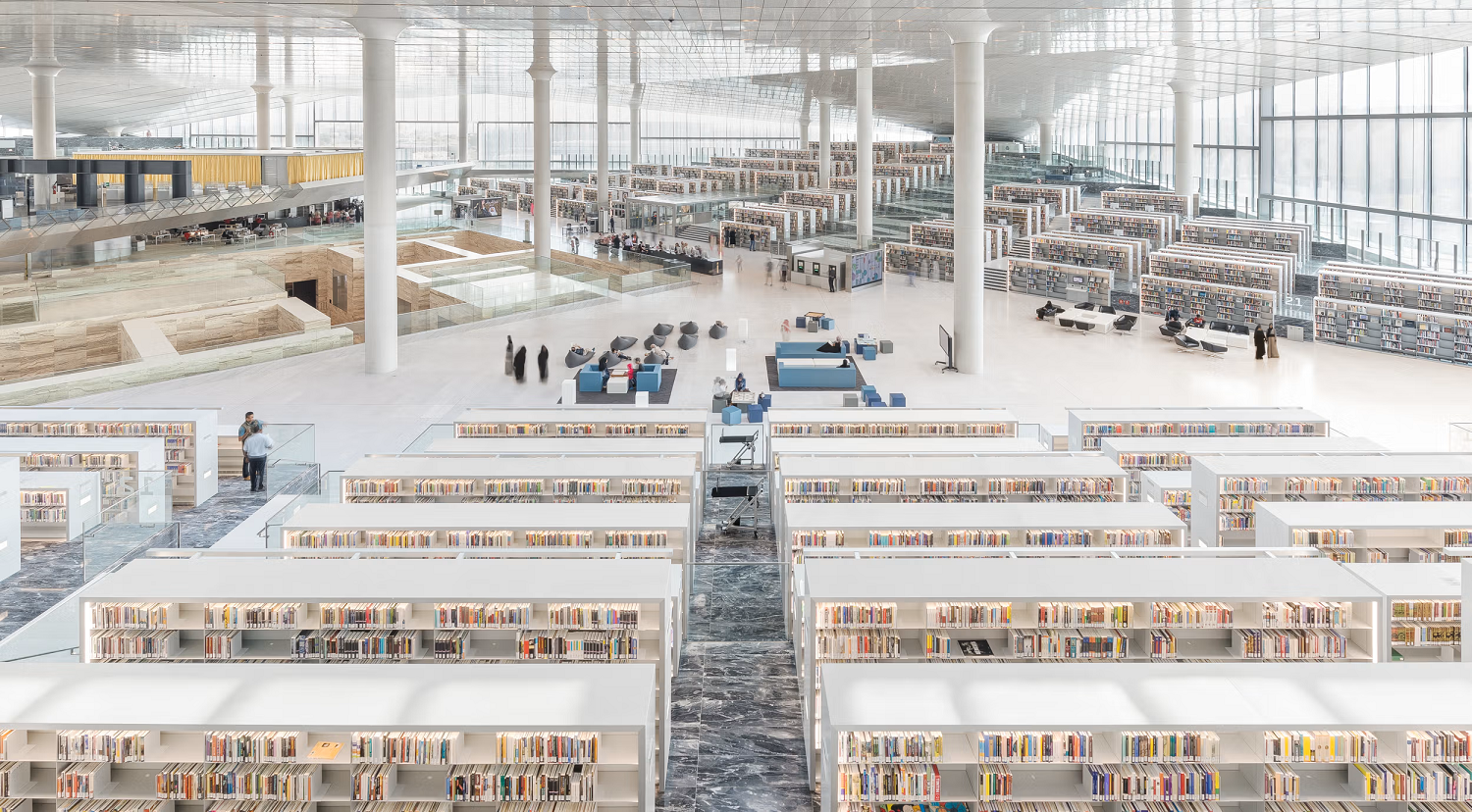Interior image of Qatar National Library (OMA)