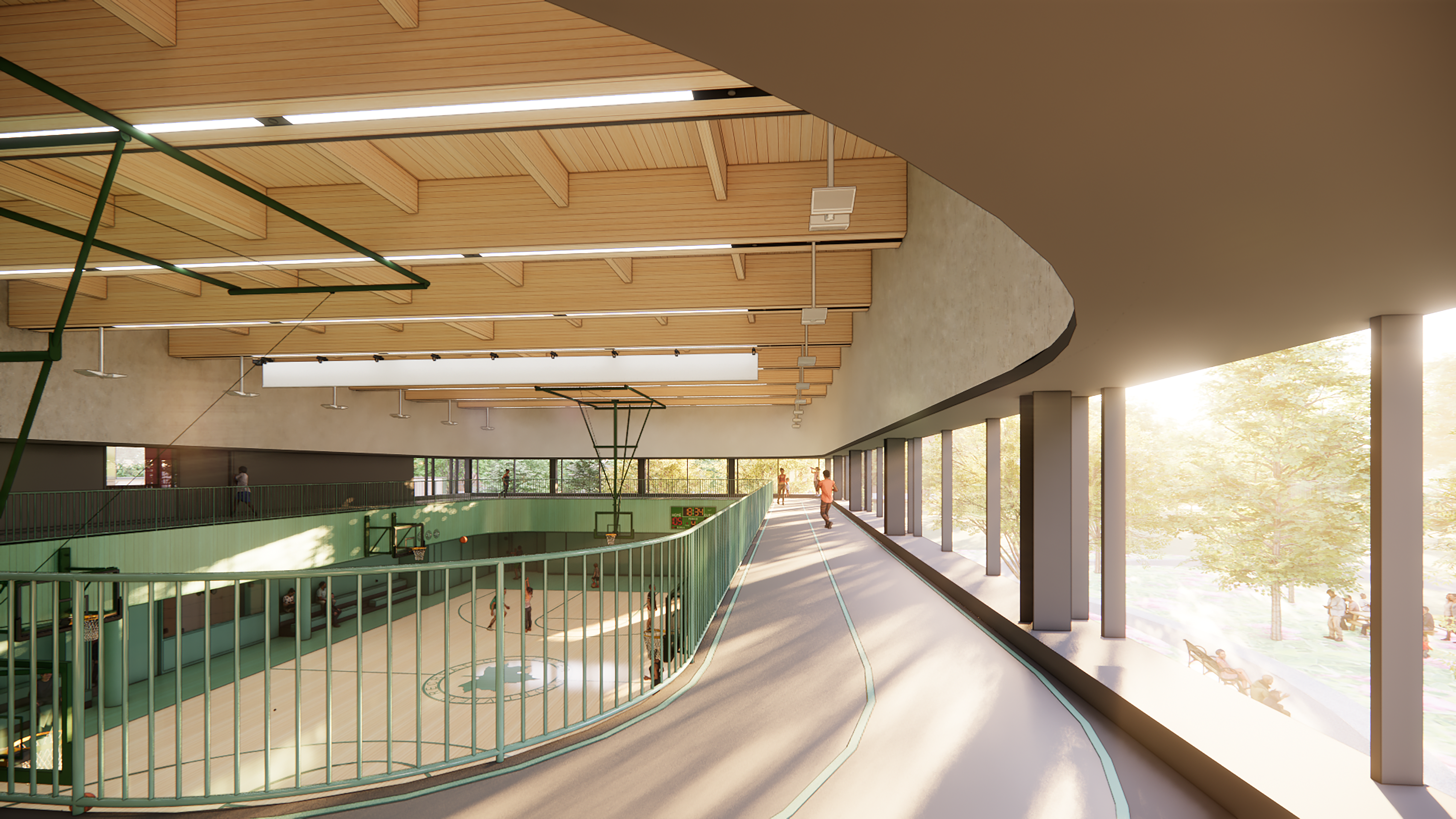 Interior Render of the Soundview Recreation Center Courtesy of Snøhetta