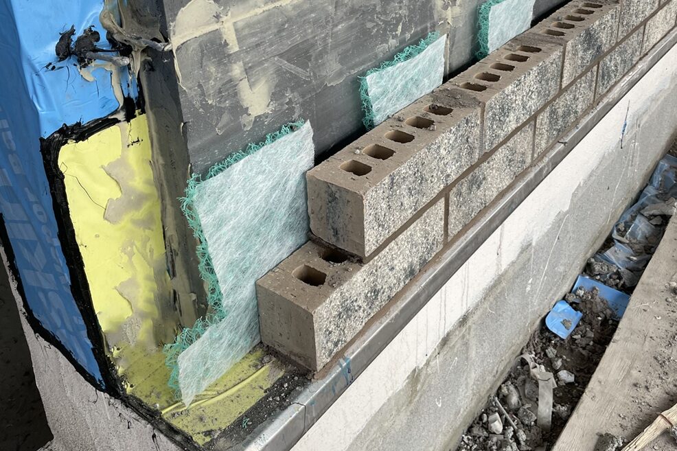 Image of the various layers on a building's facade