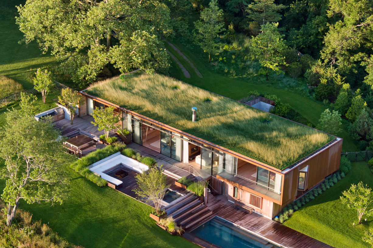 Aerial image of a green roof