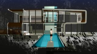 Exterior image of Houses at Sagaponac, Lindy Roy architect, 2001