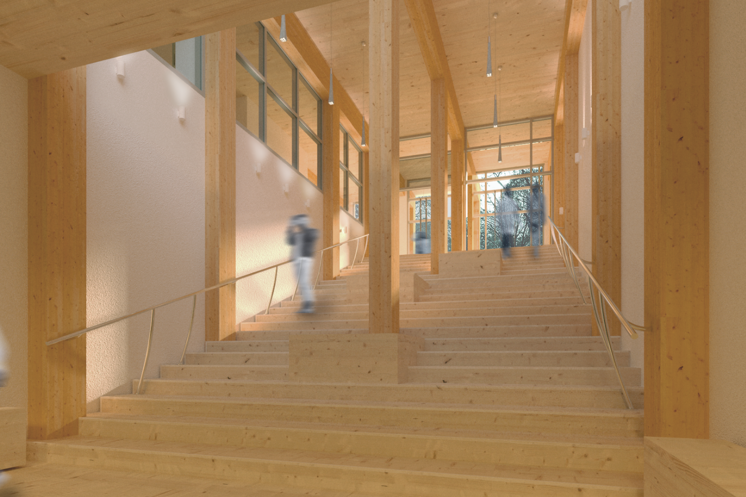 Interior rendering of Mass Timber in Harlem, a residential housing project that participated in NYC Mass Timber Studio Cohort 1. Image courtesy of atelierjones.